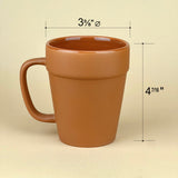 SET of 4: 4 Flower Pot Mugs + 4 Shovel Spoons