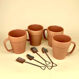 SET of 4: 4 Flower Pot Mugs + 4 Shovel Spoons